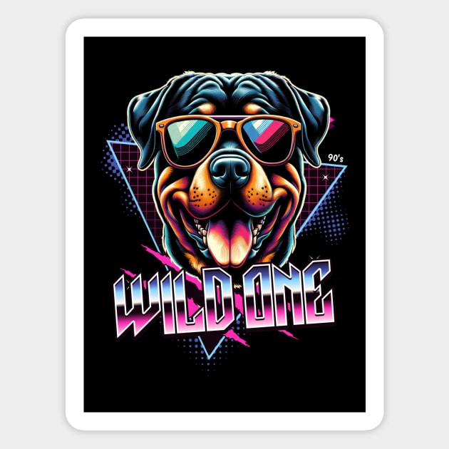 Wild One Rottweiler Dog Magnet by Miami Neon Designs